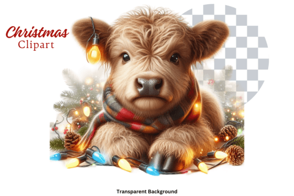 Download Highland Cow Christmas Lights Clipart - Clipart Collection