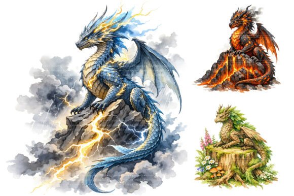 Download Watercolor Fantasy Dragon Clipart - Clipart Collection