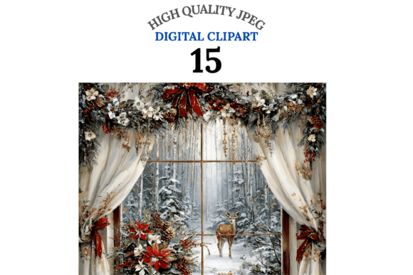 Download Vintage Christmas Window Clipart Set - Clipart Collection