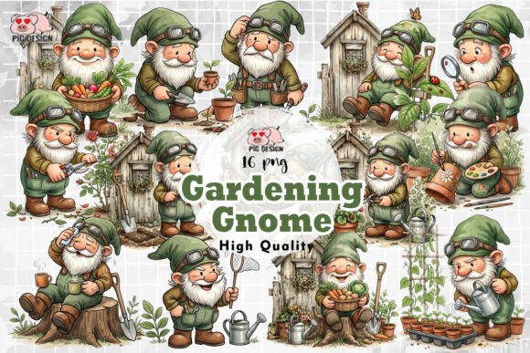 Download Watercolor Gardening Gnome PNG - Gardening Collection