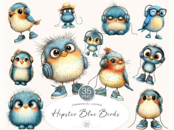 Download Hipster Blue Bird Cliparts PNG - Clipart Collection