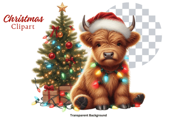 Download Highland Cow Christmas Lights Clipart - Clipart Collection