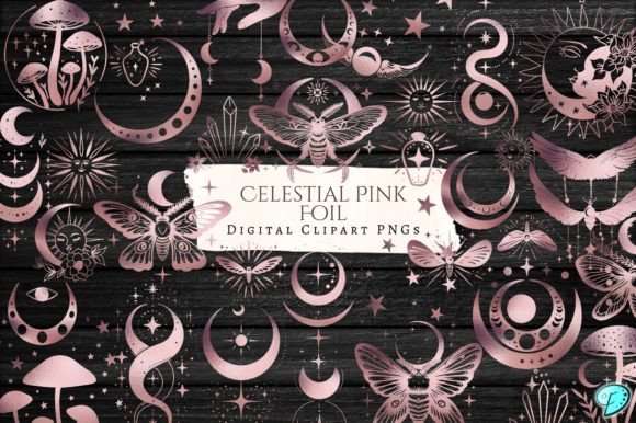 Download Celestial Pink Foil Clipart PNG Bundle - Clipart Collection