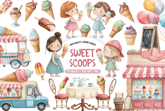 Download Ice Cream Truck Clipart Bundle - Clipart Collection