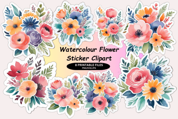 Download Watercolor Flower Sticker Clipart - Clipart Collection