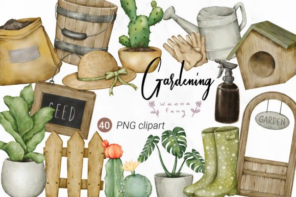 Download Gardening Watercolor Clipart, PNG - Clipart Collection