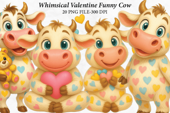 Download Whimsical Valentine Cow Clipart - Clipart Collection