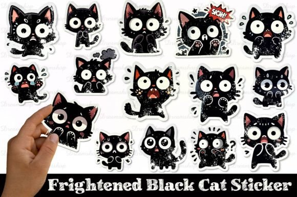 Download Frightened Black Cat Sticker Clipart - Clipart Collection