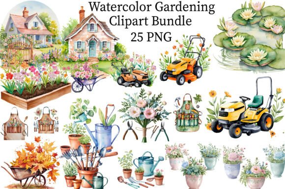 Download Watercolor Gardening Clipart Bundle - Premium Resources
