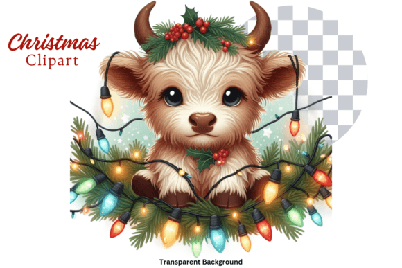 Download Highland Cow Christmas Lights Clipart - Clipart Collection