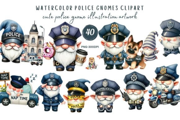 Download Watercolor Police Gnome Clipart Cute PNG - Clipart Collection