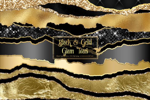 Download Black and Gold Glam Tears Clipart - Clipart Collection