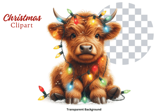 Download Highland Cow Christmas Lights Clipart - Clipart Collection