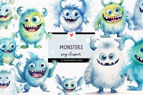 Download Cute Blue Green Monster Clipart PNG - Clipart Collection