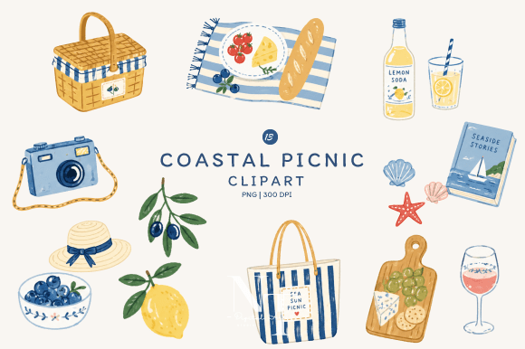 Download Summer Coastal Picnic Clipart PNG - Clipart Collection