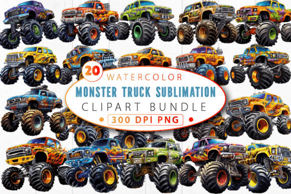 Download Monster Truck Sublimation Clipart Bundle - Clipart Collection