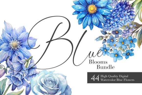 Download 44 Watercolor Clipart Set: Serene Blooms - Clipart Collection