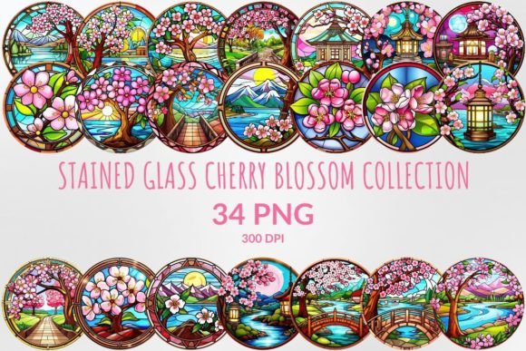 Download Stained Glass Cherry Blossom Sublimation - Premium Resources