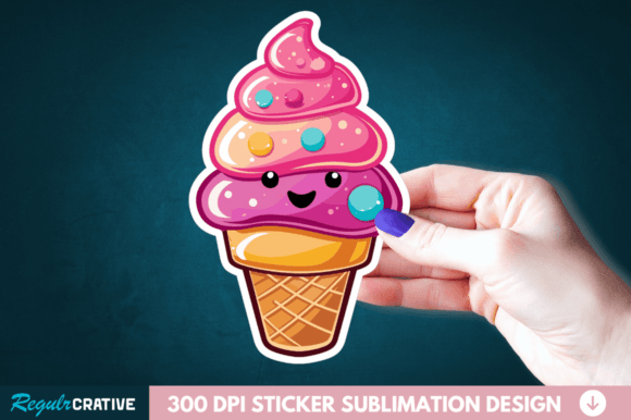 Download Cute Ice Cream Sticker Clipart PNG File - Clipart Collection