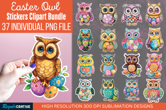 Download Easter Owl Sticker Clipart Bundle - Clipart Collection