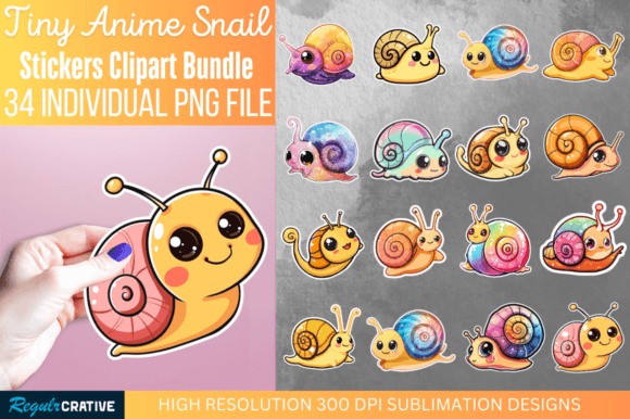Download Tiny Anime Snail Sticker Clipart Bundle - Clipart Collection