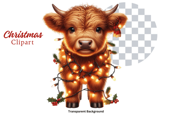 Download Highland Cow Christmas Lights Clipart - Clipart Collection