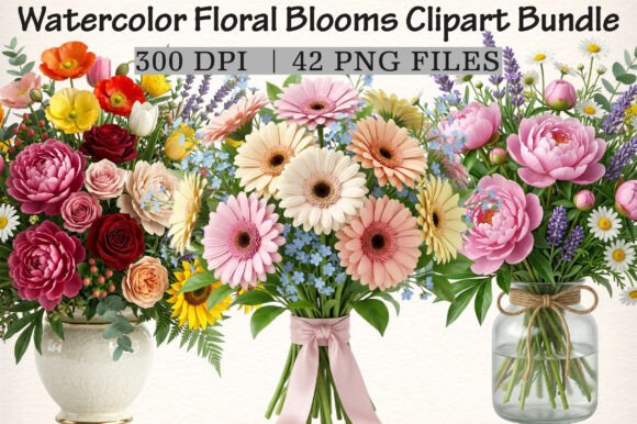 Download Watercolor Floral Blooms Clipart Bundle - Clipart Collection