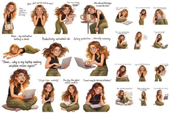 Download Tired Girl Productivity Humor Clipart - Clipart Collection
