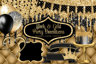 Download Black and Gold Party Decorations Clipart - Clipart Collection